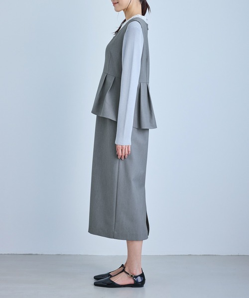 ROPE' PICNIC（ロペピクニック）の「レイヤード風ペプラムジャンパースカート（ワンピース・レディース・ネイビー/ブラウン/グレー・S/M/L）」の19枚目の写真