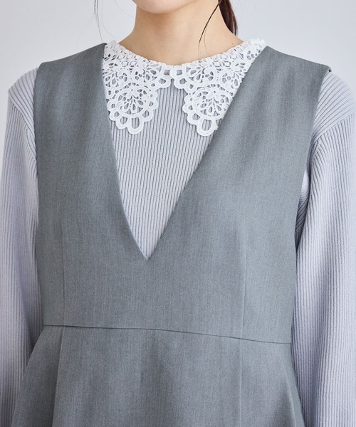 ROPE' PICNIC（ロペピクニック）の「レイヤード風ペプラムジャンパースカート（ワンピース・レディース・ネイビー/ブラウン/グレー・S/M/L）」の21枚目の写真