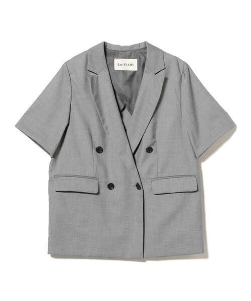 Ray BEAMS(レイビームス)の「4ボタン ダブル ハーフスリーブ ジャケット 26SS(テーラードジャケット・レディース・グレー/ブラック・0/1)」の11枚目の写真