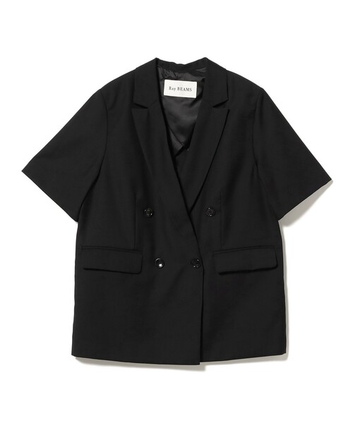 Ray BEAMS(レイビームス)の「4ボタン ダブル ハーフスリーブ ジャケット 26SS(テーラードジャケット・レディース・グレー/ブラック・0/1)」の18枚目の写真
