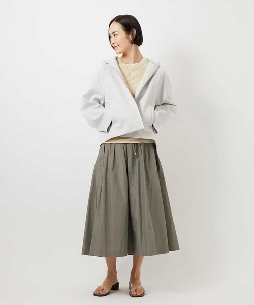 MICHEL KLEIN（ミッシェル・クラン）の「[セットアップ対応/コージーボトム]ライトギャザースカート（スカート・レディース・ブラック/カーキ・38）」の7枚目の写真