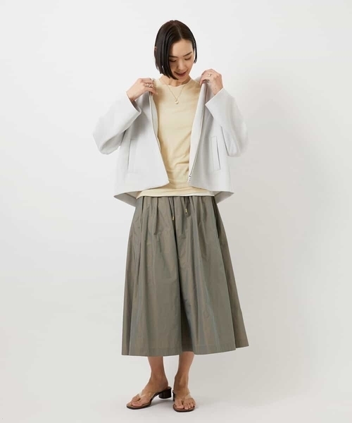 MICHEL KLEIN（ミッシェル・クラン）の「[セットアップ対応/コージーボトム]ライトギャザースカート（スカート・レディース・ブラック/カーキ・38）」の8枚目の写真