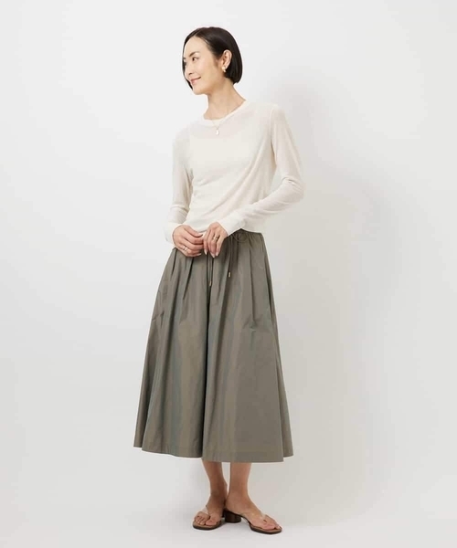 MICHEL KLEIN（ミッシェル・クラン）の「[セットアップ対応/コージーボトム]ライトギャザースカート（スカート・レディース・ブラック/カーキ・38）」の10枚目の写真