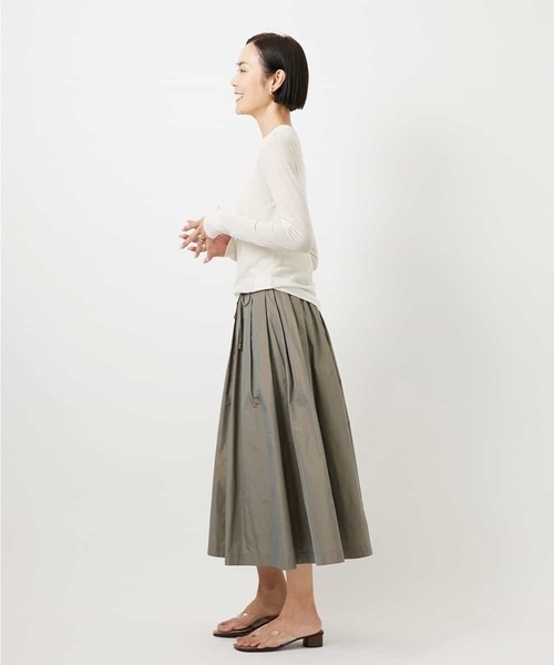 MICHEL KLEIN（ミッシェル・クラン）の「[セットアップ対応/コージーボトム]ライトギャザースカート（スカート・レディース・ブラック/カーキ・38）」の11枚目の写真