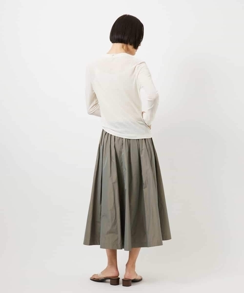 MICHEL KLEIN（ミッシェル・クラン）の「[セットアップ対応/コージーボトム]ライトギャザースカート（スカート・レディース・ブラック/カーキ・38）」の12枚目の写真