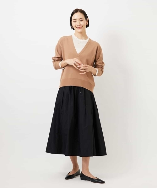 MICHEL KLEIN（ミッシェル・クラン）の「[セットアップ対応/コージーボトム]ライトギャザースカート（スカート・レディース・ブラック/カーキ・38）」の14枚目の写真