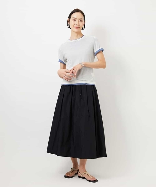 MICHEL KLEIN（ミッシェル・クラン）の「[セットアップ対応/コージーボトム]ライトギャザースカート（スカート・レディース・ブラック/カーキ・38）」の18枚目の写真