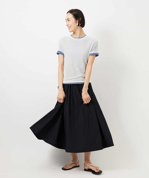 MICHEL KLEIN（ミッシェル・クラン）の「[セットアップ対応/コージーボトム]ライトギャザースカート（スカート・レディース・ブラック/カーキ・38）」の19枚目の写真