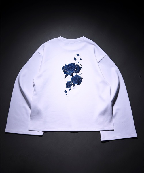 Ellno Loset(エルノロゼット)の「バックフラワー刺繍ポンチロンT(Tシャツ/カットソー・メンズ・ブラック/オフホワイト・LARGE/MEDIUM/SMALL)」の1枚目の写真