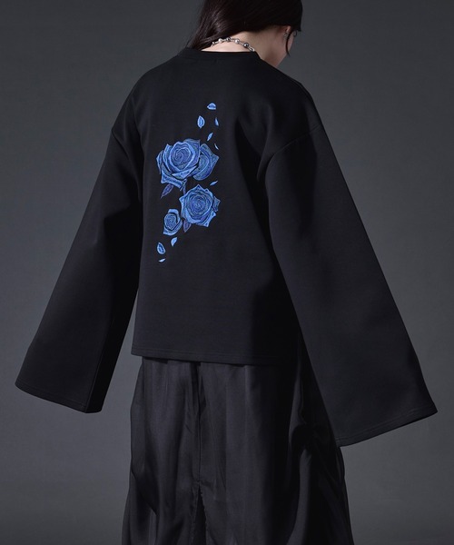 Ellno Loset(エルノロゼット)の「バックフラワー刺繍ポンチロンT(Tシャツ/カットソー・メンズ・ブラック/オフホワイト・LARGE/MEDIUM/SMALL)」の19枚目の写真