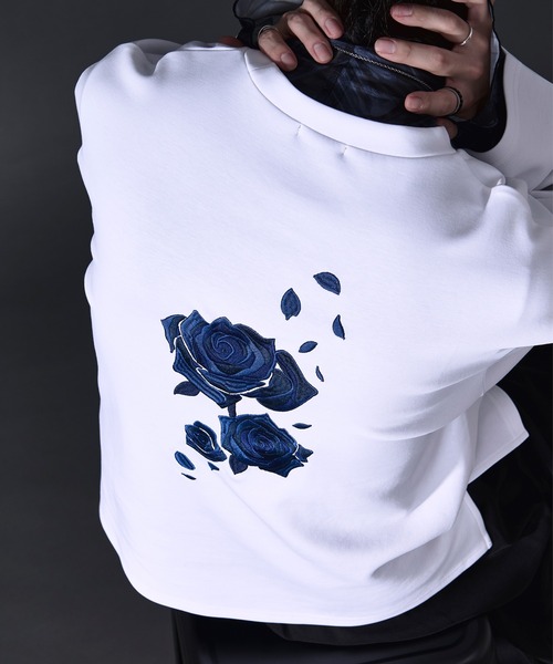 バックフラワー刺繍ポンチロンT（Tシャツ/カットソー）｜Ellno Loset