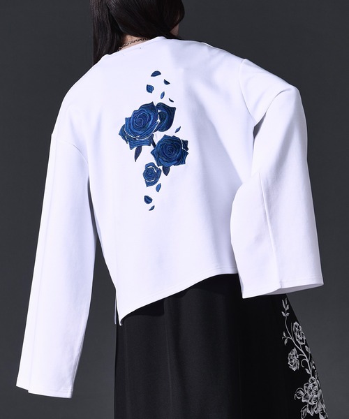 Ellno Loset(エルノロゼット)の「バックフラワー刺繍ポンチロンT(Tシャツ/カットソー・メンズ・ブラック/オフホワイト・LARGE/MEDIUM/SMALL)」の10枚目の写真