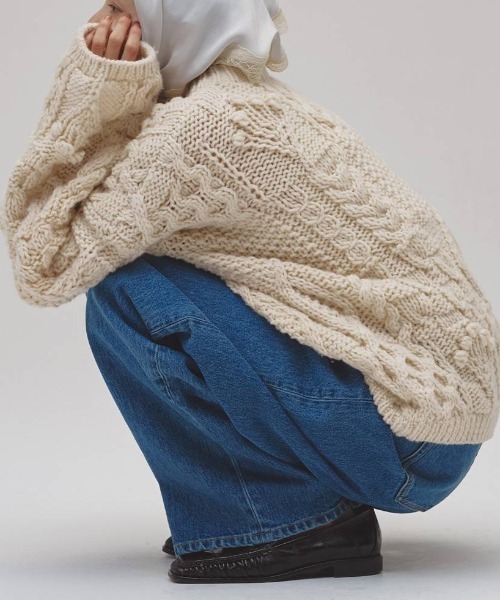 TODAYFUL（トゥデイフル）の「【TODAYFUL/トゥデイフル】Pattern Hand Knit/パターンハンドニット（ニット/セーター・レディース・キナリ/ブラウン・FREE）」の3枚目の写真