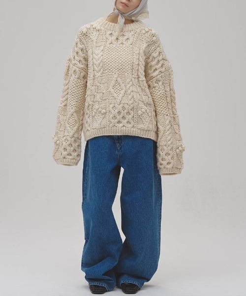 TODAYFUL（トゥデイフル）の「【TODAYFUL/トゥデイフル】Pattern Hand Knit/パターンハンドニット（ニット/セーター・レディース・キナリ/ブラウン・FREE）」の4枚目の写真