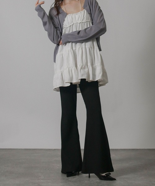 Social GIRL(ソーシャルガール)の「ストレッチ テレコリブフレアパンツ ロングパンツ(その他パンツ・レディース・杢グレー/ブラック/グレイッシュベージュ・M)」の8枚目の写真