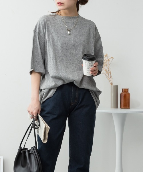 aity(アイティ)の「M-5L オーバーサイズ コットンパネルTシャツ(Tシャツ/カットソー・レディース・オフホワイト/チャコールグレー/ブラック/ミント/杢グレー・4L~5L/LL~3L/M~L)」の17枚目の写真