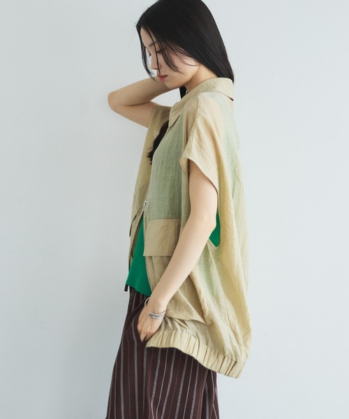 Doux archives(ドゥアルシーヴ)の「【WEB限定カラー有】フレンチスリーブジップシアージャケット(ブルゾン・レディース・ベージュ/チャコールグレー/ブラック・FREE)」の17枚目の写真