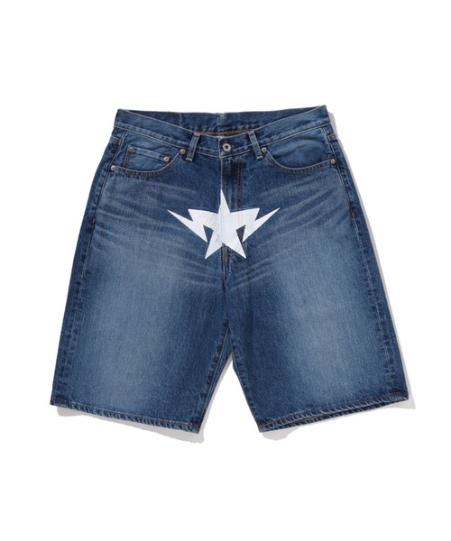 A BATHING APE（アベイシングエイプ）の「TWIN STA RELAXED FIT DENIM SHORTS（デニムパンツ・メンズ・ブラック/ライトインディゴブルー・SMALL/X-LARGE/MEDIUM）」の2枚目の写真