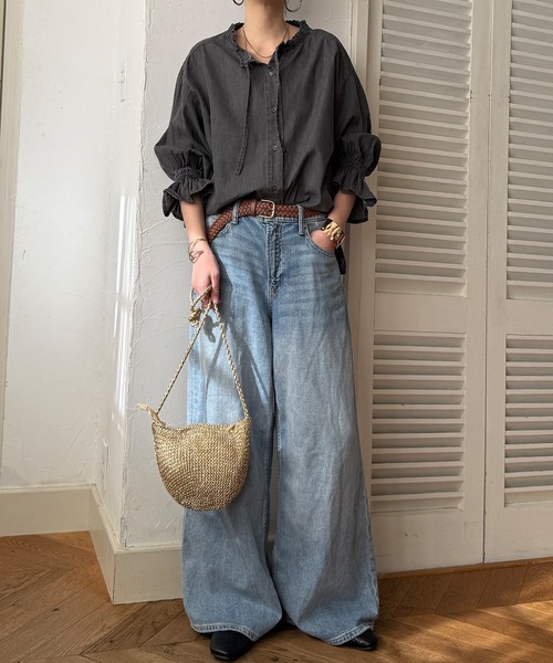 LBC（エルビーシー）の「デニムコットンシャーリングブラウス（シャツ/ブラウス・レディース・ブルー/ブラック/ホワイト・M）」の11枚目の写真