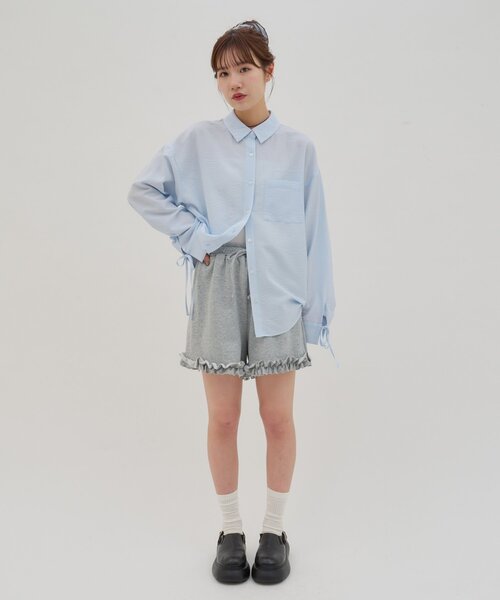 DISCOAT(ディスコート)の「【umm.】フリルショートパンツ(その他パンツ・レディース・グレー/ライトベージュ/ネイビー・FREE)」の4枚目の写真