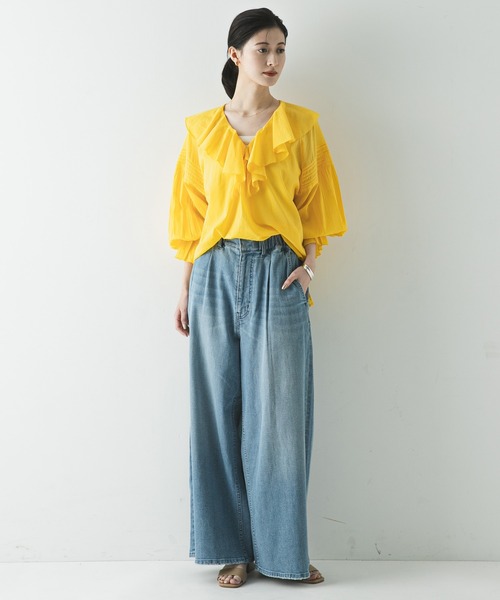 URBAN RESEARCH（アーバンリサーチ）の「コットンボイルラッフルブラウス（シャツ/ブラウス・レディース・ブラウン/イエロー/ブルー系その他/オフホワイト・FREE）」の18枚目の写真