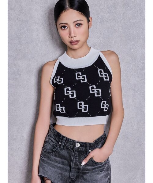 GYDA（ジェイダ）の「GG glitter quilting アメスリ KT TO（ニット/セーター・レディース・ピンク/ミント/ブラック/オフホワイト・FREE）」の3枚目の写真