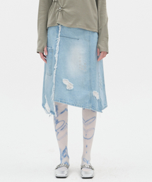 Spiked Dot Denim Skirt [Blue]