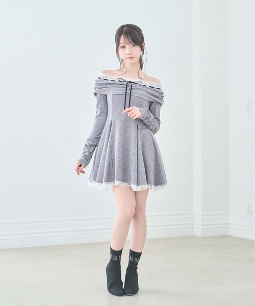 Rose Muse(ロゼミューズ)の「Off shoulder lace mini o/p(ワンピース・レディース・グレー/ピンク・FREE)」の13枚目の写真
