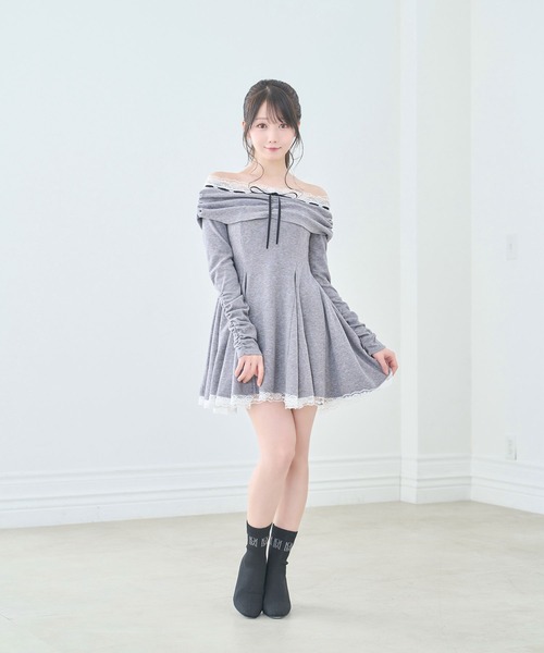 Rose Muse(ロゼミューズ)の「Off shoulder lace mini o/p(ワンピース・レディース・グレー/ピンク・FREE)」の14枚目の写真