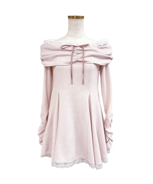 Rose Muse(ロゼミューズ)の「Off shoulder lace mini o/p(ワンピース・レディース・グレー/ピンク・FREE)」の7枚目の写真