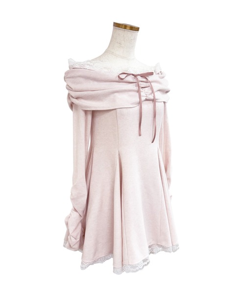 Rose Muse(ロゼミューズ)の「Off shoulder lace mini o/p(ワンピース・レディース・グレー/ピンク・FREE)」の8枚目の写真
