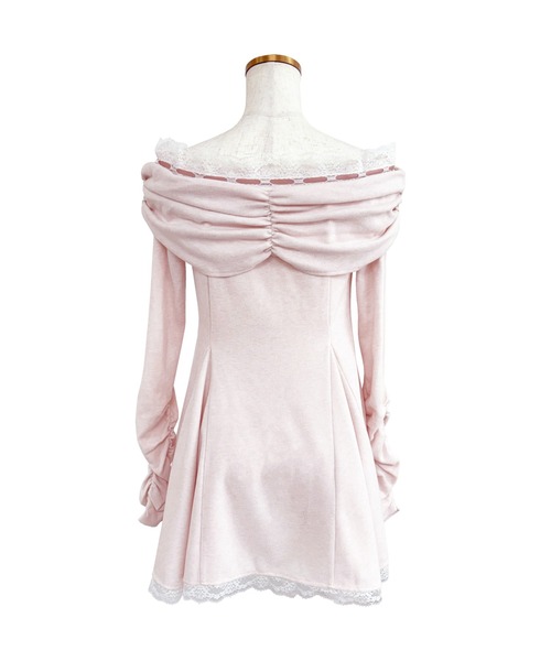 Rose Muse(ロゼミューズ)の「Off shoulder lace mini o/p(ワンピース・レディース・グレー/ピンク・FREE)」の9枚目の写真