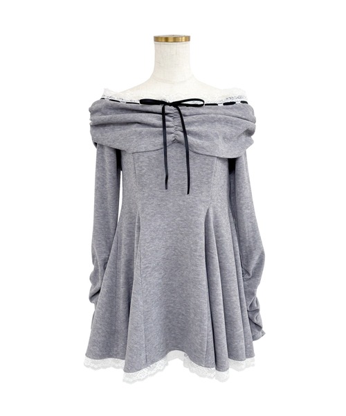 Rose Muse(ロゼミューズ)の「Off shoulder lace mini o/p(ワンピース・レディース・グレー/ピンク・FREE)」の15枚目の写真