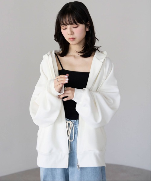 pocket（ポケット）の「ダンボールWジップパーカー（パーカー・レディース・オフホワイト/グレー/ブラック・FREE）」の21枚目の写真