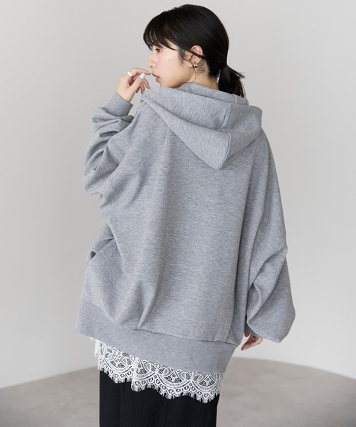 pocket（ポケット）の「ダンボールWジップパーカー（パーカー・レディース・オフホワイト/グレー/ブラック・FREE）」の6枚目の写真