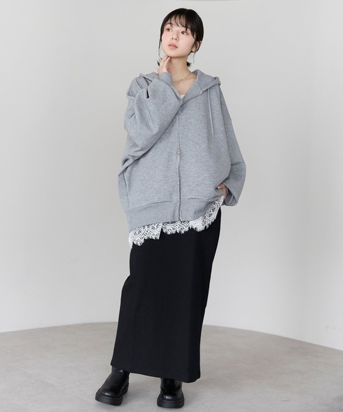 pocket（ポケット）の「ダンボールWジップパーカー（パーカー・レディース・オフホワイト/グレー/ブラック・FREE）」の9枚目の写真