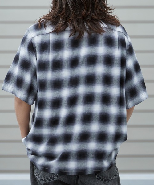 TOWNCRAFT（タウンクラフト）の「TOWNCRAFT/タウンクラフト 60S LOOP COLLAR SHIRT オンブレチェック オープンカラー 2026年春夏（シャツ/ブラウス・メンズ・ブラック/グレー・M/L）」の6枚目の写真
