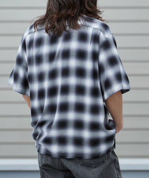 TOWNCRAFT（タウンクラフト）の「TOWNCRAFT/タウンクラフト 60S LOOP COLLAR SHIRT オンブレチェック オープンカラー 2026年春夏（シャツ/ブラウス・メンズ・ブラック/グレー・M/L）」の7枚目の写真