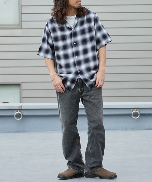 TOWNCRAFT（タウンクラフト）の「TOWNCRAFT/タウンクラフト 60S LOOP COLLAR SHIRT オンブレチェック オープンカラー 2026年春夏（シャツ/ブラウス・メンズ・ブラック/グレー・M/L）」の8枚目の写真