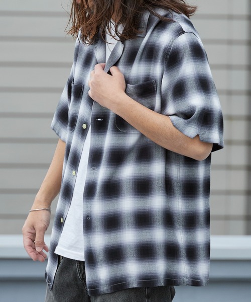 TOWNCRAFT（タウンクラフト）の「TOWNCRAFT/タウンクラフト 60S LOOP COLLAR SHIRT オンブレチェック オープンカラー 2026年春夏（シャツ/ブラウス・メンズ・ブラック/グレー・M/L）」の5枚目の写真