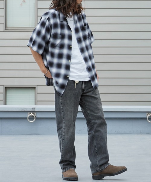 TOWNCRAFT（タウンクラフト）の「TOWNCRAFT/タウンクラフト 60S LOOP COLLAR SHIRT オンブレチェック オープンカラー 2026年春夏（シャツ/ブラウス・メンズ・ブラック/グレー・M/L）」の13枚目の写真