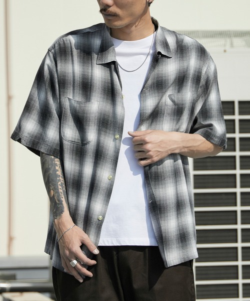 TOWNCRAFT（タウンクラフト）の「TOWNCRAFT/タウンクラフト 60S LOOP COLLAR SHIRT オンブレチェック オープンカラー 2026年春夏（シャツ/ブラウス・メンズ・ブラック/グレー・M/L）」の16枚目の写真