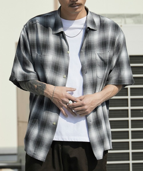 TOWNCRAFT（タウンクラフト）の「TOWNCRAFT/タウンクラフト 60S LOOP COLLAR SHIRT オンブレチェック オープンカラー 2026年春夏（シャツ/ブラウス・メンズ・ブラック/グレー・M/L）」の17枚目の写真