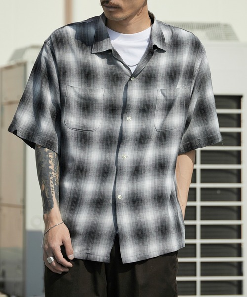 TOWNCRAFT（タウンクラフト）の「TOWNCRAFT/タウンクラフト 60S LOOP COLLAR SHIRT オンブレチェック オープンカラー 2026年春夏（シャツ/ブラウス・メンズ・ブラック/グレー・M/L）」の15枚目の写真