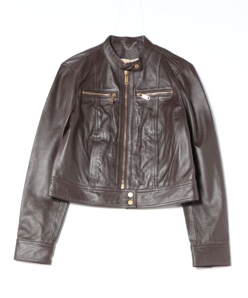 MICHAEL KORS(マイケルコース)の「ジップ フロント レザー ジャケット(ライダースジャケット・レディース・ブラウン系・S/XS/XXS)」の1枚目の写真