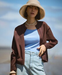 シアーフォルムニット キーネックカーディガン