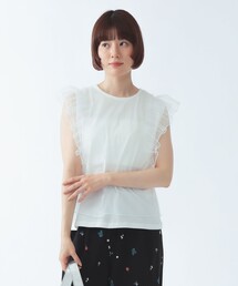 【8/6 再値下げ】チュール レイヤー ラッフル フレンチスリーブ