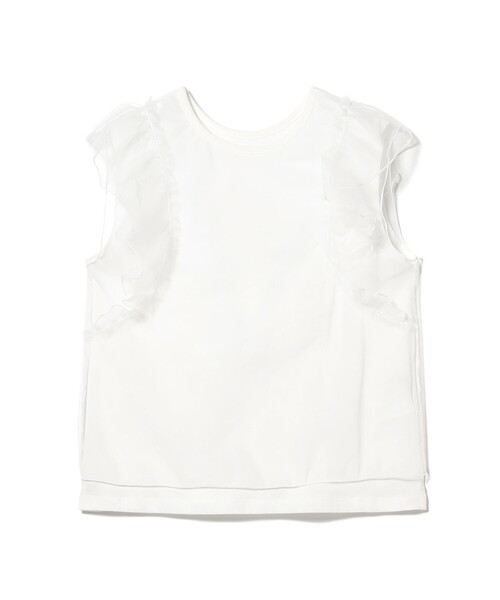 Ray BEAMS(レイビームス)の「【8/6 再値下げ】チュール レイヤー ラッフル フレンチスリーブ(Tシャツ/カットソー・レディース・ホワイト/ブラック・ONE SIZE)」の7枚目の写真