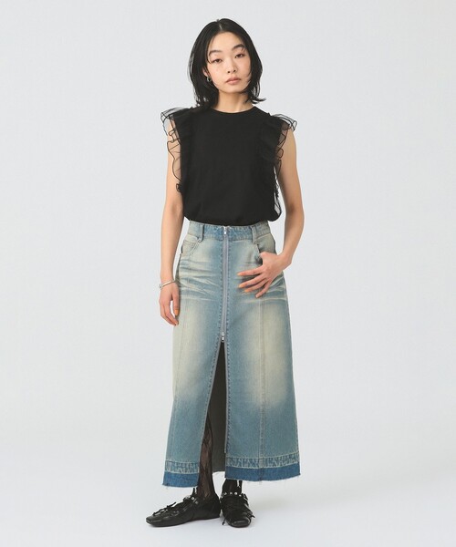 Ray BEAMS(レイビームス)の「【8/6 再値下げ】チュール レイヤー ラッフル フレンチスリーブ(Tシャツ/カットソー・レディース・ホワイト/ブラック・ONE SIZE)」の12枚目の写真