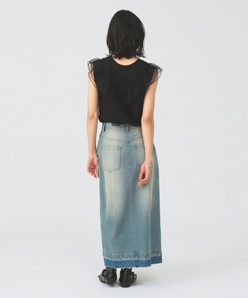 Ray BEAMS(レイビームス)の「【8/6 再値下げ】チュール レイヤー ラッフル フレンチスリーブ(Tシャツ/カットソー・レディース・ホワイト/ブラック・ONE SIZE)」の14枚目の写真